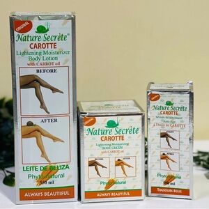Nature Secrète Carrot Body Lotion and Cream Set 3 pieces, lotion, soap and serum